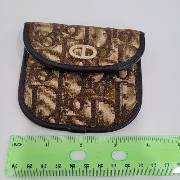 Auth Christian Dior Monogram Trotter Coin Case Brown Small Wallet Compact Retro - Picture 9 of 11